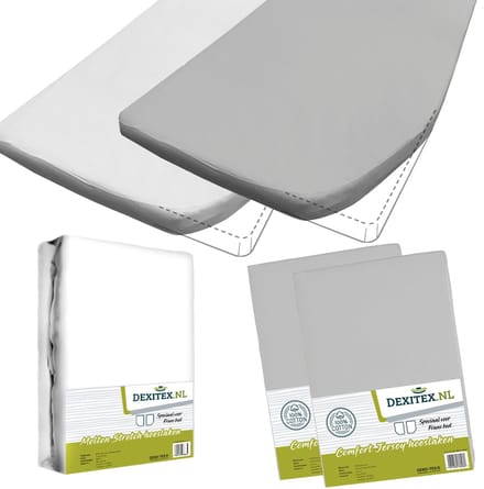 Dexitex Textielpakket Frans bed - 1 molton met 2 hoeslakens - rechts 2 x Licht grijs