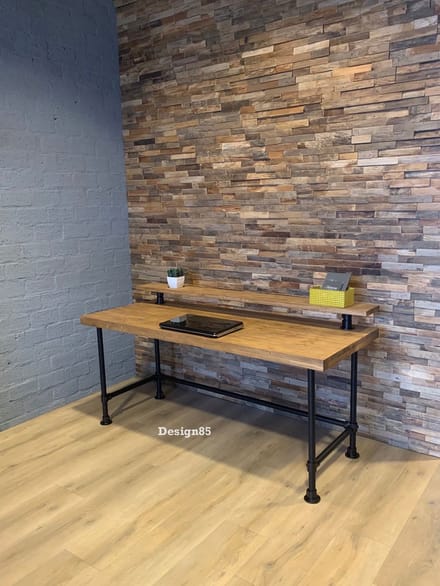 Design85 kinderbureau zwart 60x60x76 cm (bxdxh) Bruine wax