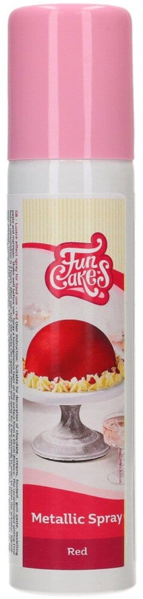 FunCakes Metallic Spray - Rood - 100ml - Eetbare Kleurstof - Taartdecoratie