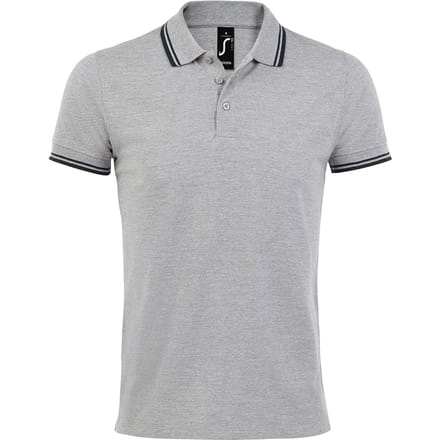 SOLS Heren Pasadena getipt korte mouw Pique Polo Shirt (Heide Grijs/Navy)