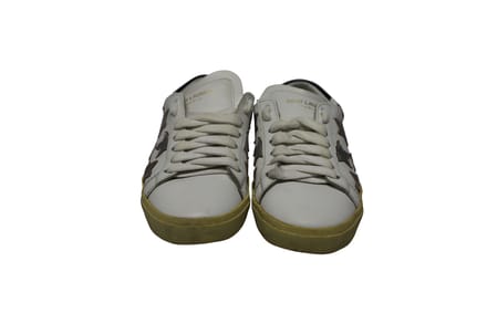 Saint Laurent Paris SL/06 Metallic Stars Lage Sneakers in Witte Leer