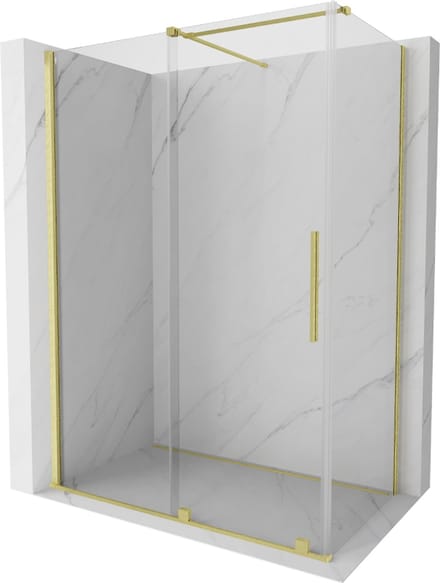 Mexen Velar schuifbare douchecabine 150 x 85 , transparant, goud geborsteld - 871-150-085-01-55
