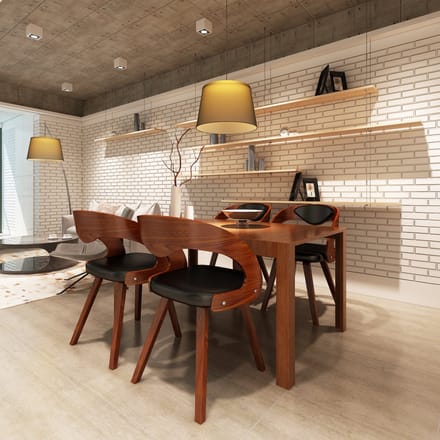 vidaXL - Eetkamerstoelen - 4 - st - gebogen - hout - en - kunstleer - bruin