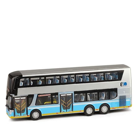1:42 Schaal Dubbeldekker Speelgoedbus, Stadsrondleiding Metaallegering Modelauto Pull Back Geluid & Licht Collectie Voor Jongens, Kind