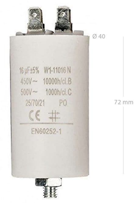 Startcondensator Elektromotor 16uF 450V - Permanent Condensator voor Pompen, Compressoren en Wasmachines