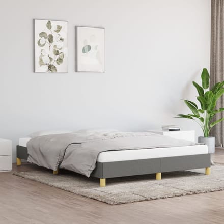 vidaXL - Bedframe - zonder - matras - stof - donkergrijs - 140x190 - cm
