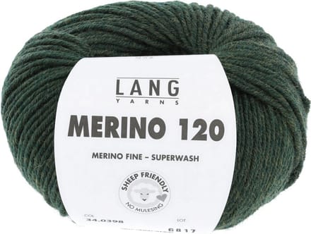 Lang Yarns Merino 120 - 398 donkergroen mix - Merinowol Garen