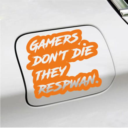Bumpersticker - Gamers Dont Die They Respawn - 12,6 X 14,8 - Oranje