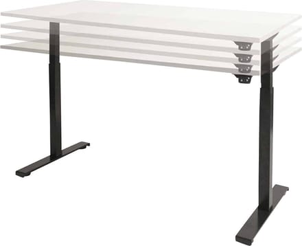 Dextro basic zit/sta 180x80cm, electrisch hoogte verstelbare werkplek, T-poot frame. Frame kleur wit (RAL9010) en blad Honey Castello