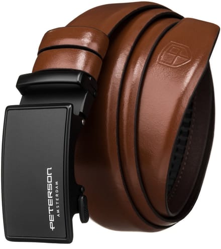 Peterson - Elegant Leren Riem - Automatische Gesp - Bruin - 85 cm