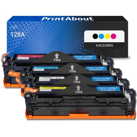 PrintAbout huismerk Toner 128A (CE320A) 4-kleuren Multipack Geschikt voor HP