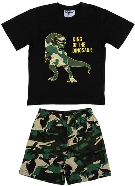 Fun2Wear - Dino Shortama Kinderen | Zwart - Katoen - Maat 92