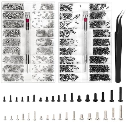 1000 Stuks Mini Schroevenset voor Reparatie van Brillen, Laptops, Sieraden en Meer