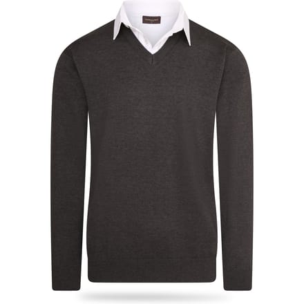 Cappuccino Italia - Heren Trui Pullover Mock - Grijs - Maat M
