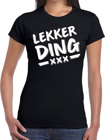 Lekkerding tekst t-shirt zwart dames S