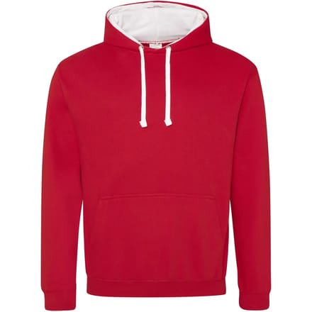 Just Hoods Varsity Hoodie JH003 - FIRE RED/ARCTIC WHITE - M