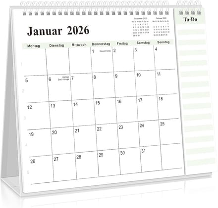 Tafelkalender 2025-2026 met maandweergave