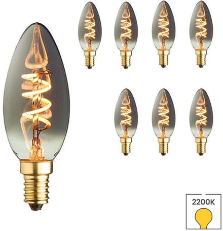 Lybardo - E14 LED Lamp - 8-pack - Kaarslamp - 1.2W - 2200K Extra Warmwit Licht