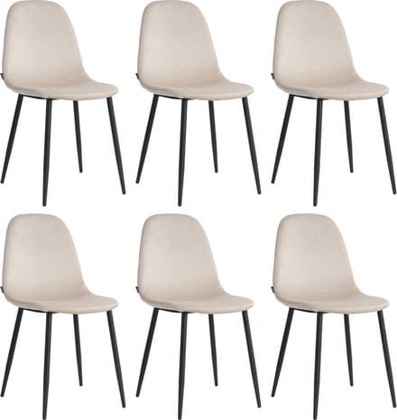 Lina® Napoli Eetkamerstoelen - Cream - Set van 6 - Fluweel - Velvet