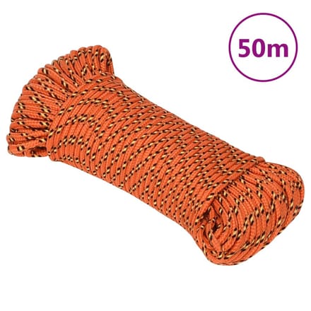 vidaXL - Boottouw - 5 - mm - 50 - m - polypropyleen - oranje
