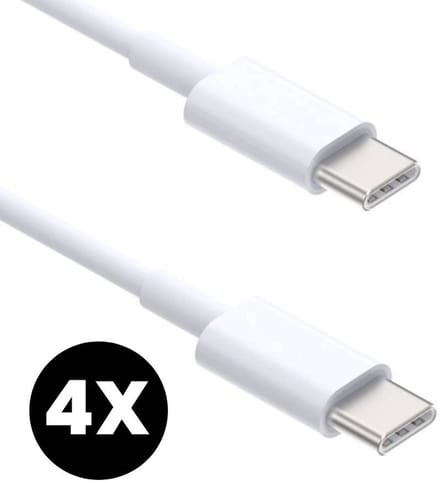 4x USB-C Oplader Kabel 100W - USB-C Naar USB-C Kabel - Oplaadkabel - Lader - Laadkabel - Snellader - Universeel - Wit - 2 Meter