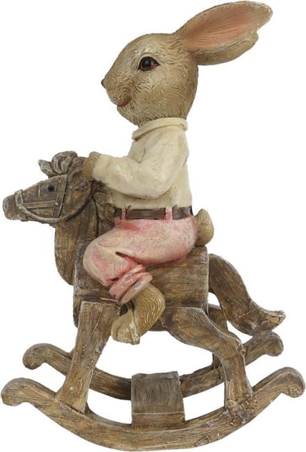 Clayre & Eef Beeld Konijn 9x4x13 cm Bruin Beige Polyresin Woonaccessoires