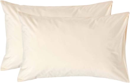 Homescapes Kussensloop 50x75 cm Set van 2 – Crème – 100% Egyptisch Perkal Katoen – 200 TC