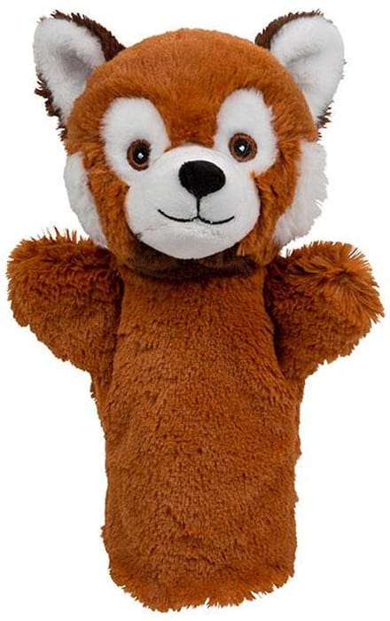 Nature Planet rode panda handpop - rood - pluche - 24 cm - poppenkast - speelgoed - spelen
