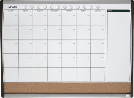 Nobo combibord, kurk en magnetische whiteboard maandplanner, ft 58,5 x 43 cm 6 stuks