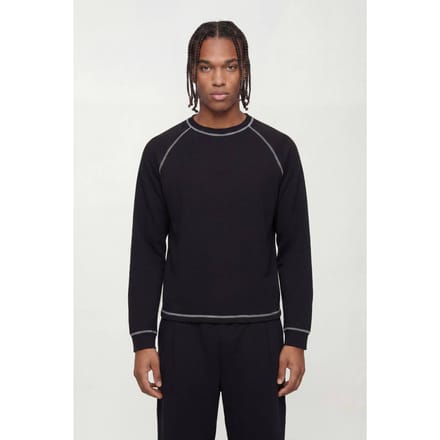 Oversized Boxy T-shirt Met Contrasterende Stiksels En Raglanmouwen Lange Mouw | Black | Size Medium