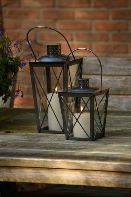 Fancy Flames Lantaarn - metaal - zilverkleurig - 17 x 30 cm - windlicht
