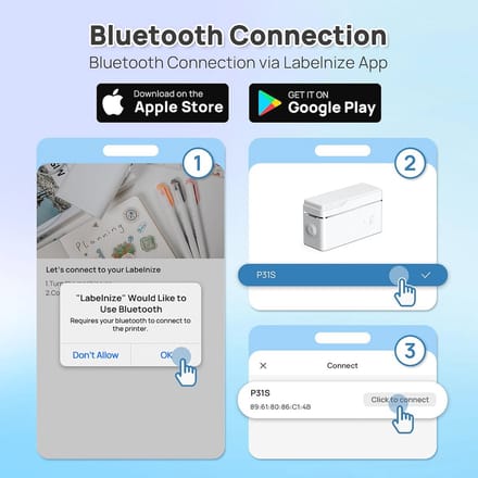 Draagbare Bluetooth Labelprinter met Snijfunctie - Handheld Sticker Maker met Meerdere Templates voor School, Kantoor en Thuis, Blauw