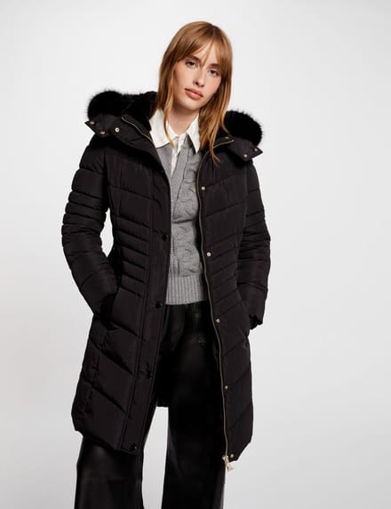 Morgan - Long padded jacket with hood 242-Galex black - Maat : 40