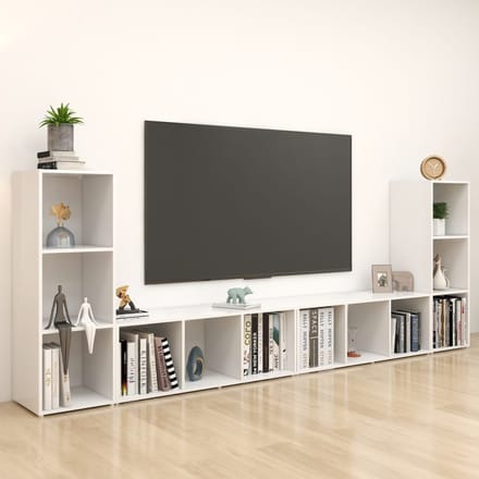 vidaXL - Tv-meubelen - 4 - st - 107x35x37 - cm - bewerkt - hout - wit