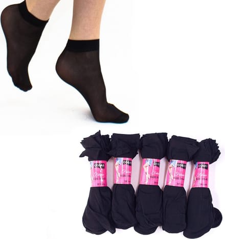 Korte pantykousen - Zwart - 10 Paar - Maat 35-42