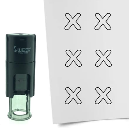 CombiCraft Stempel Open kruisje 10mm rond - Zwarte inkt