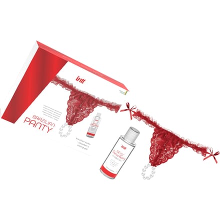 Red Brazilian Panty and Strawberry Slide Gel 50 ml