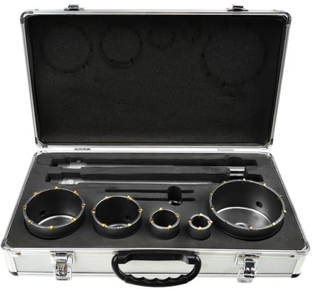 GEKO Hollow drill set - veelzijdige maten - inclusief adapters - 9-delig