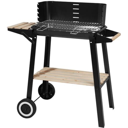 GRILLMEISTER Houtskool-BBQ - met windscherm & zijtafel