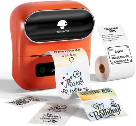 Phomemo M220 - Bluetooth Labelprinter - Thermische Label Maker - Draagbare Printer - 203 DPI - Voor Barcode, Adreslabels en Bedrijfsetiketten - Oranje