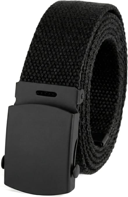 Verstelbare Canvas Web Riem Militaire Stijl met Zwarte Gesp - 140 cm Lang