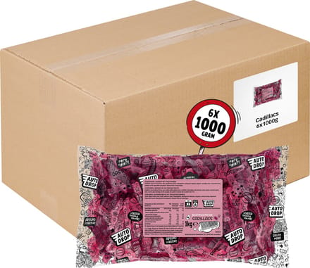 Autodrop - Snoep - Beroemde Bosvruchtrode Cadillacs - Wichtgoed - 6 zakken - 1000 gram