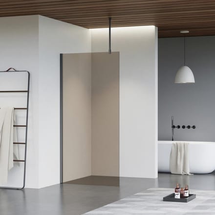 FugaFlow Eccelente Vetro inloopdouche badkamer - 100x200cm - rookglas - plafondarm - gunmetal
