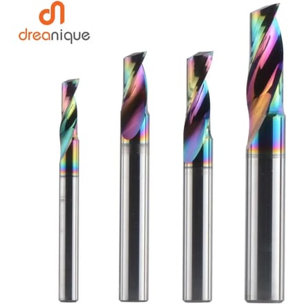 Dreanique 1 st 3.175 4 6 8mm Enkele Fluit Vhm Legering Frees, DLC Coating Frees Bit Voor Aluminium
