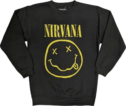 Nirvana - Yellow Happy Face Sweater/trui - M - Zwart