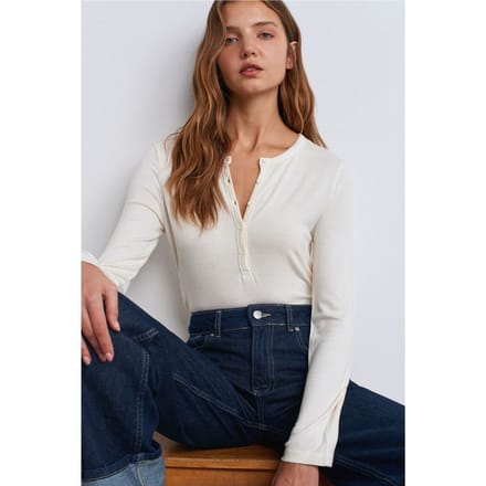 Slim Fit V-hals Knopenblouse