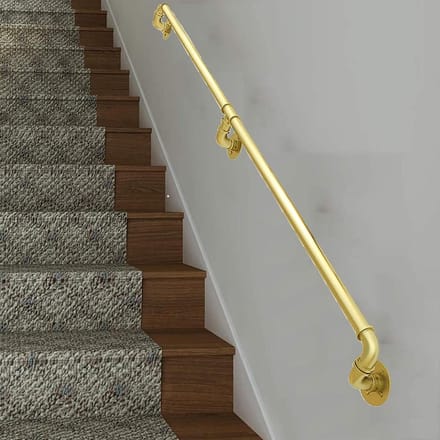 Moderne trapleuning - Metalen leuning - Veilig traplopen - Stevig ondersteuning - 5.1 meter - Goud