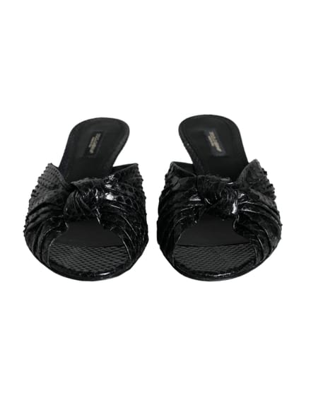 Dolce & Gabbana Zwarte Leren Hakken Slides Sandalen Schoenen