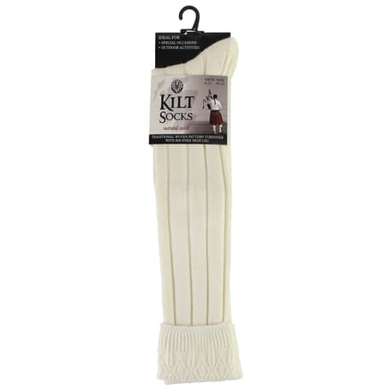 1 Pack Heren Wol Lange Kniehoge Crème Kilt Sokken