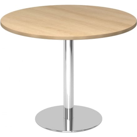 BISTRO F100R C - Systeem conferentietafel Chroom Eiken Ø 100